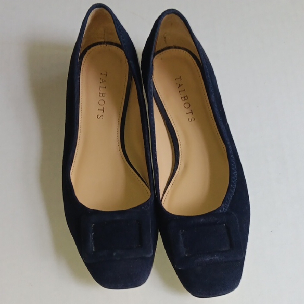 TALBOTS BLUE SUADE FLATS MODERN  DESIGN